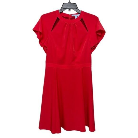 Draper James Solid Flutter Sleeve Mini Dress in Red Size 4 - Picture 6 of 9